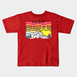 Free Range Human (mountain sunset) Kids T-Shirt